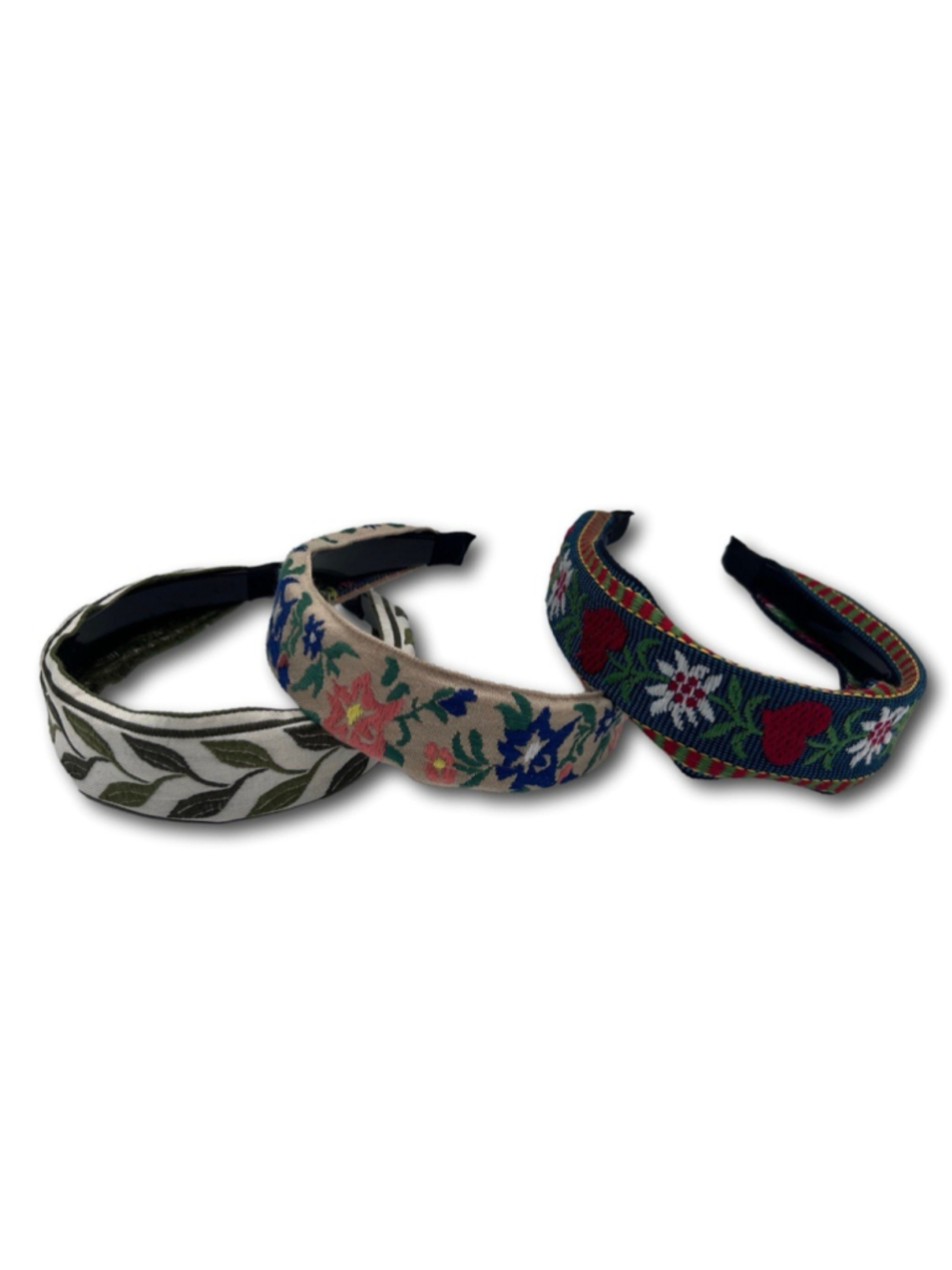 Embroidered Headbands Lot Of 3 Bohemian Non-Slip Hair Accessories Boho Floral